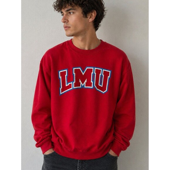 Blue 84 Other - Vintage Style LMU College Sweatshirt Red Oversized Crewneck Graphic Pullover L
